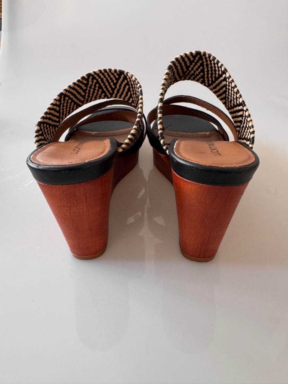 Lucky Brand Black woven boho wedge sandal - Picture 4 of 10